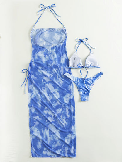 Swim Vcay Tie Dye 3 Piece Bikini Set