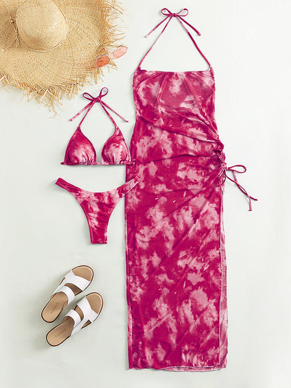 Swim Vcay Tie Dye 3 Piece Bikini Set