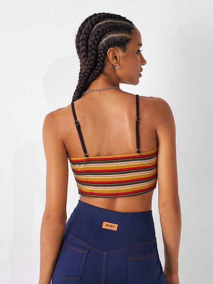 Summer  Y2k Striped Print Crop Cami Top